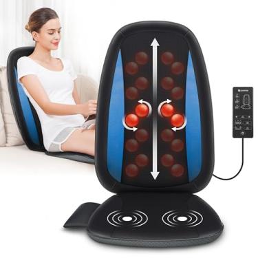 Imagem de COMFIER Massageador De Costas Com Calor, Almofada De Assento Para Massagem De Tecidos Profundos, Almofada De Cadeira Shiatsu Para Pescoço Para Uso Doméstico Ou No Escritório, Presente