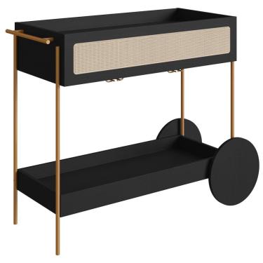Imagem de Carrinho Bar Porta Taças 110 Cm Pes Metal Oslo 28964 Nero Artesano Nero