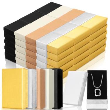 Imagem de Tenceur 100 caixas de presente de joias a granel caixas de papelão para colar, brinco, pulseira, pacote de armazenamento (branco, preto, marrom, ouro, prata, 8 x 5 x 3 cm)