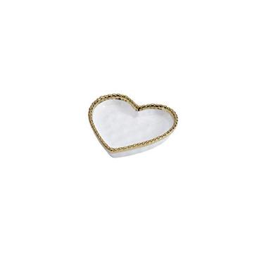 Imagem de Prato de coração de porcelana pequeno Love is in the Air, branco com acabamento dourado