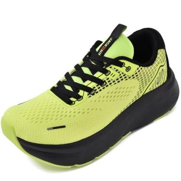 Imagem de JACKSHIBO Sapatos masculinos com bico largo, suporte de arco, tênis de largura larga para corrida, caminhada, tênis, ortopédico, fascite plantar, treino, com sola grossa acolchoada zero drop, Verde