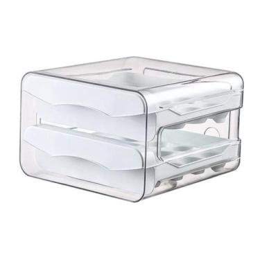 Imagem de Porta 32 Ovos 2 Andares Organizador Caixa Empilhável Gaveteiro Moderno