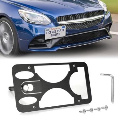 Imagem de Moldura frontal sem furadeira compatível com Mercedes-Benz SLK/SLC 2011-2020 Suporte de montagem de gancho de reboque para placa de carro antifurto Capas de etiqueta de carro à prova de ferrugem