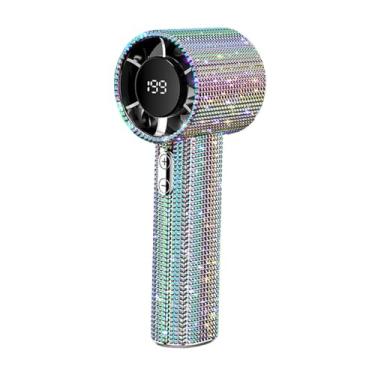 Imagem de IEUDNS Ventilador portátil de mão com strass brilhantes 199 Gear Wind Mini ventilador pessoal recarregável para viagens e atividades ao ar livre, Colorido