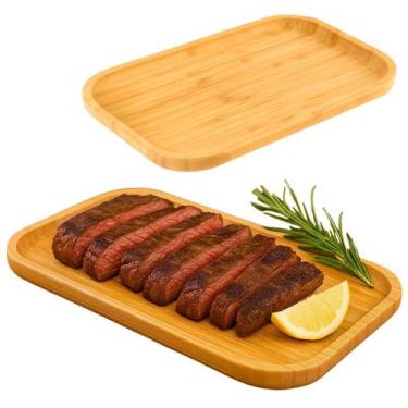 Imagem de Bandeja Bambu Retangular 29x19cm Petiscos queijos churrasco - Marca