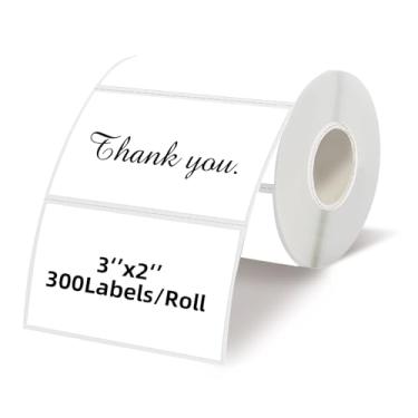 Imagem de Starboling Etiquetas térmicas de 7,6 cm x 5 cm, adesivo autoadesivo retangular para impressora térmica, para preço, código de barras, correspondência, nome (branco)