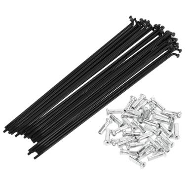 Imagem de Motoforti Raios de bicicleta universais Raios de roda de bicicleta 14G 160 mm comprimento aço carbono preto 1 conjunto