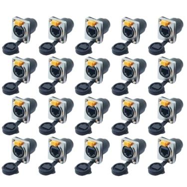 Imagem de 20 un Conector Ethercon Rj45 Keystone Ip65 Rede Fêmea Duplo Painel de Led Emenda Tomada Rack