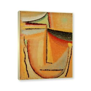 Imagem de NHLDZYH Moldura champanhe. Alexej von Jawlensky, impressão clássica, (cabeça abstrata 12), decoração de parede para cozinha, quarto. 60x80cm