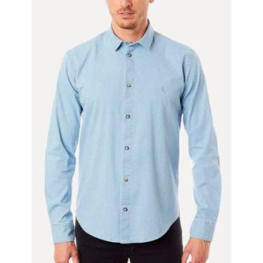 Imagem de Camisa Reserva Masculina Casual Enxuto Jeans Azul Claro-Masculino
