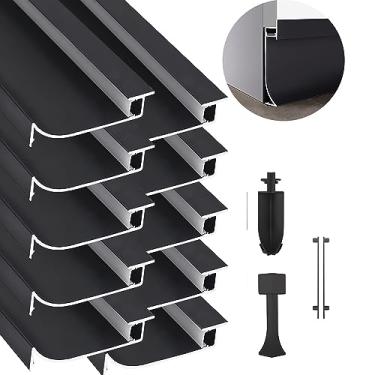 Imagem de JARBIH 10 pacotes de rodapé de alumínio LED de 1 metro de 1 metro, luz de tira de linha de rodapé LED de 65 mm H com perfil de canal de alumínio com cobertura leitosa para sala de estar, quarto