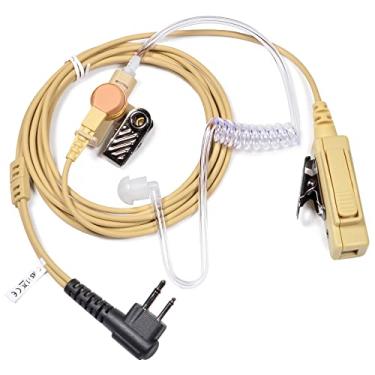 Imagem de UAYESOK Fone de ouvido Walkie Talkie de 2 pinos com grande PTT para Motorola CP110 CP200 CP200D CP185 CLS1110 CLS1410 Yaesu FT-65R, kit de vigilância de rádio bidirecional de tubo acústico