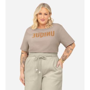 Imagem de Camiseta Meia Malha Plus Size Secret Glam Marrom, Plus G3, Marrom