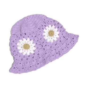Imagem de Chapéu Balde de Crochê Multicolorido Feminino - Estilo Y2K com Flores 