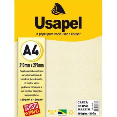 Imagem de Papel A4 180g Usapel casca de ovo marfim 50 folhas