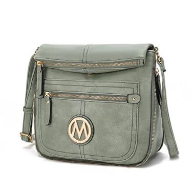 Imagem de MKF Bolsas transversais femininas – Bolsa de ombro pequena de couro PU Crossover Lady Fashion – Bolsa carteiro lateral, Salome Seafoam, Large
