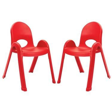 Imagem de Cadeira infantil infantil de 33 cm, vermelho maçã doce, pacote com 2, solução de assento ergonômica empilhável para salas de aula e escolas domésticas