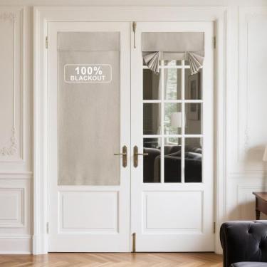 Imagem de Cortinas de porta NICETOWN Linen 100% Blackout W66xL175cm Natural