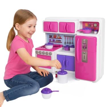 Imagem de Mini Cozinha Infantil Completa com Geladeira, Fogão e Acessórios Cozinha de Brinquedo com 11 Itens para Crianças a partir de 3 Anos Presente Educativo para Meninas