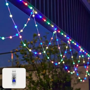 Imagem de XIXIANGLIAN Cordão de luzes globo, 3 metros, 138 luzes LED que mudam de cor - 8 modos, luzes impermeáveis de conto de fadas para festas, feriados, decoração de casamento. (Multicolorido, USB)