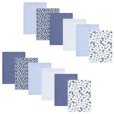 Imagem de Hudson Baby Pacote com 12 panos de flanela de algodão unissex para bebês, azul cosmos, tamanho único