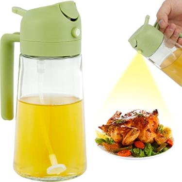 Imagem de Garrafa dispensadora de azeite, pulverizador e recipiente de óleo de vidro transparente 2 em 1, dispensador de vinagre recarregável de grande capacidade de 470 ml com tampa automática, frasco de spray