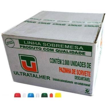 Imagem de 2.000 Pazinha P/Sorvete Colher Colorida 7,5Cm Ultrat  1Cx 