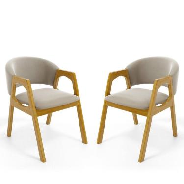 Imagem de Kit Com 2 Cadeiras Agatha Madeira Maciça Estofada Para Mesa De jantar