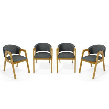Imagem de Kit Com 4 Cadeiras Agatha Madeira Maciça Estofada Para Mesa De jantar