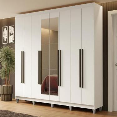 Imagem de Guarda-Roupa Casal com Pés 8 Portas Batentes com Espelho Netuno Madesa