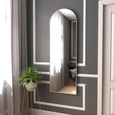 Imagem de Espelho de Corpo Inteiro Oval 110x50cm - Moldura em Alumínio Resistente, Inclinação Ajustável 15-45°(BASE RETA GELO)