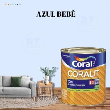 Imagem de Tinta Esmalte Sintético Base Água Cor Azul 800ml Coral Coralit Total Z