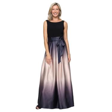 Imagem de S.L. Fashions Vestido feminino longo de cetim para mãe da noiva com bolsos, vestido de festa formal (tamanhos pequenos e regulares), Preto/champanhe, 40