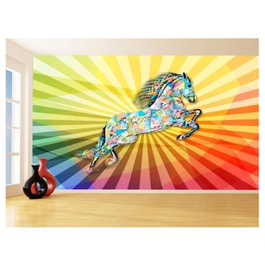Imagem de Papel De Parede 3D Animais Pop Art Cavalo Cores 3,5M Pxa313