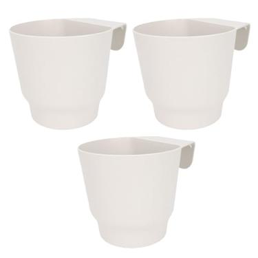 Imagem de Asixxsix 3 Peças de Vasos de Flores Pendurados, Plantadores Suspensos Com Furos de Drenagem, Vasos de Balde Pendurados para Cerca de Corrimão, Varanda, Jardim, Quintal, Corrimão, (Branco)