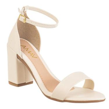 Imagem de Sandália Feminina Com Fivela de Tira Salto Alto Bloco Confortável - AZ