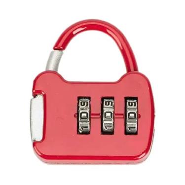 Imagem de Cadeado com Senha 3 Dígitos Retangular– Proteção Armários Malas Maletas – Antifurto Compacto Seguro Durável (Vermelho)