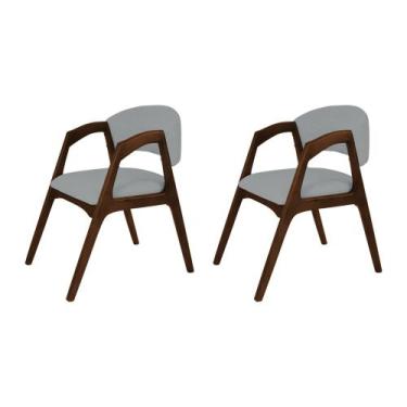 Imagem de Conjunto com 2 Cadeiras de Jantar Gabriela em Madeira e Mdf Mel Linho 