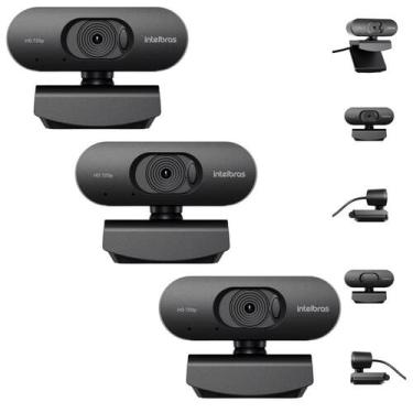 Imagem de Kit 3 Webcams Intelbras CAM-HD-720p HD 720p Microfone Embutido Fecho P