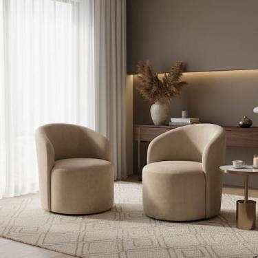 Imagem de Kit 02 Poltronas Curva Orgânica Nature Gaia Veludo Bege - Montanaris D