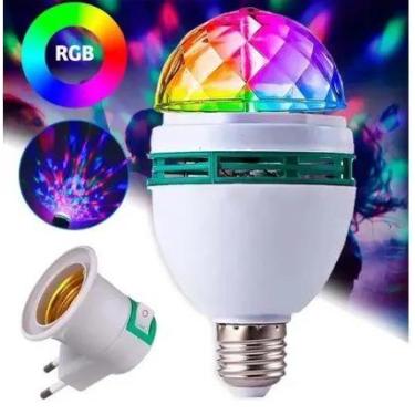 Imagem de Lampada led giratoria colorida para festas bivolt automatica Lâmpada L
