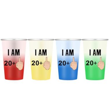 Imagem de Clickslock Copos que mudam de cor de aniversário de 21 anos - 473 ml de alumínio para mudança a frio, pacote com 4, vermelho, amarelo, azul e verde, presentes engraçados de festa para homens e