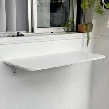 Imagem de Mesa Dobravel 100cm x 50cm Retratil de Parede Borda Redonda Suspensa Para Cozinha Pequena(Branca,100cm x 40cm)