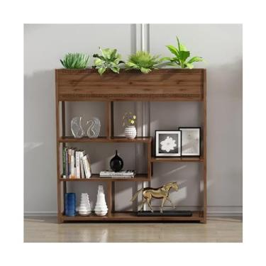 Imagem de Suporte para flores Nordic restaurante café cerca flores suporte ins partição de madeira maciça planta prateleiras escritório lazer piso decorativo corrimão rack