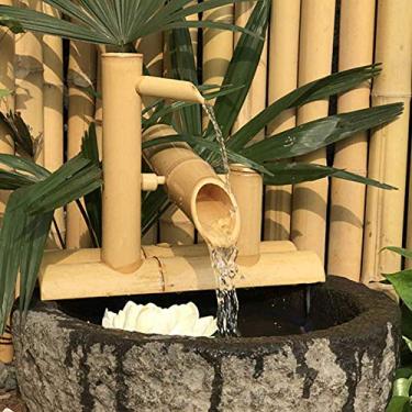 Imagem de Fonte de água de bambu com bomba de balanço para jardim e decoração de lagoa