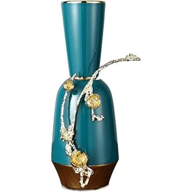 Imagem de Vaso de flores, vaso de cerâmica, vasos de porcelana grandes de 35 cm, decoração de metal esmaltado, vaso de flores, sala de estar, quarto, mesa de jantar, decoração, ornamento, vaso de flores