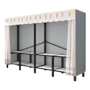 Imagem de YPDJVLTI Armário portátil guarda-roupa portátil armário de aço para roupas tecido grosso guarda-roupa armário para pendurar 170/192 cm/220 cm guarda-roupa dobrável armário espaçoso