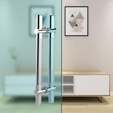 Imagem de Puxadores para portas de vidro, maçaneta da porta de entrada em aço inoxidável com espaço entre furos ajustável, puxadores da porta de correr interna exterior em forma de H (tamanho: 150 cm / 59