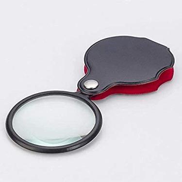 Imagem de Lupa portátil de couro 8X Lupa de bolso dobrável tamanho readimagnifier portátil/preto/8*