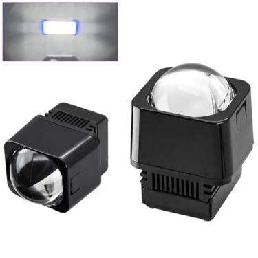 Imagem de 2 peças de 3,8 cm mini lente de projetor LED cabeças de carro motocicleta condução s feixe quadrado em forma branca